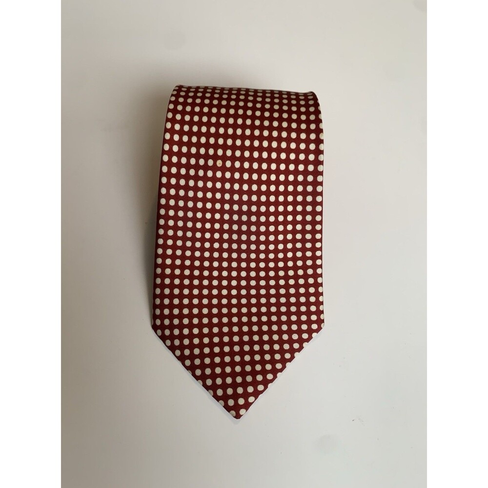 New & Lingwood Red Silk Polka Dot Tie Classic Men's Designer Necktie